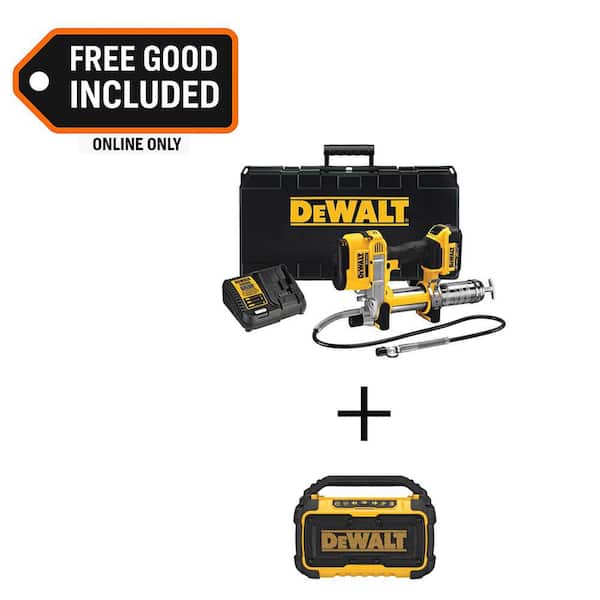 20V MAX Cordless 10,000 PSI Variable Speed Grease Gun and Bluetooth Speaker with (1) 20V 4.0Ah Battery, and Charger