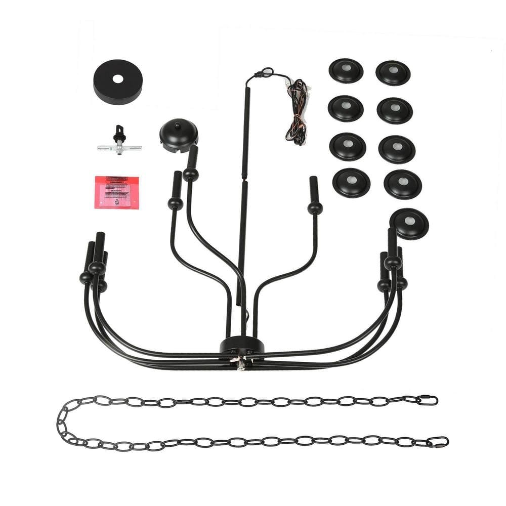 Elegant Black 9-Light 2-Tier Candle Chandelier