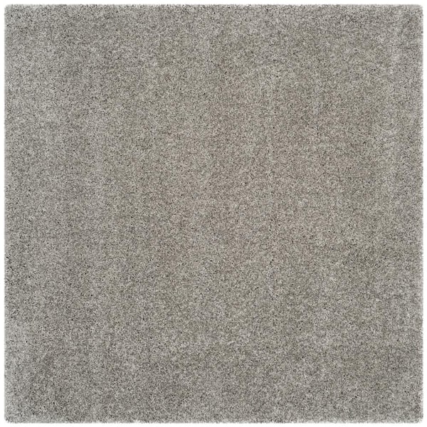 California Shag 11 ft. x 11 ft. Square Silver Solid Flokati Area Rug