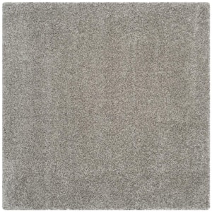 California Shag Silver 7 ft. x 7 ft. Square Solid Area Rug
