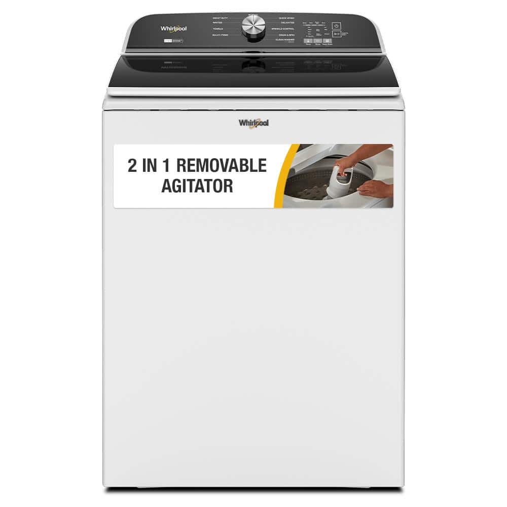 5.2- 5.3 cu.ft. Top Load Washer in White with Removable Agitator