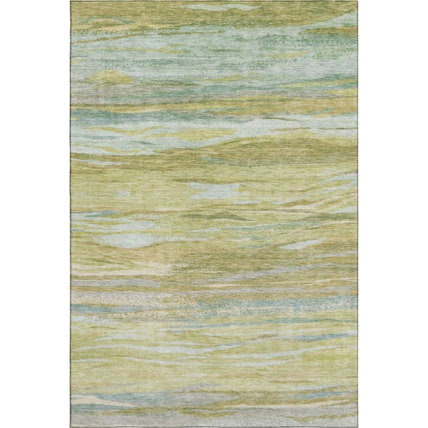 Mayfield Premium Machine Washable Abstract AMF1933 Sage 8 ft. x 10 ft. Area Rug