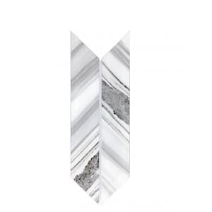 French Country Gray 4 in. x 12 in. Chevron Wood Look Glass Subway Wall Tile (1.8 sq. ft./Case)