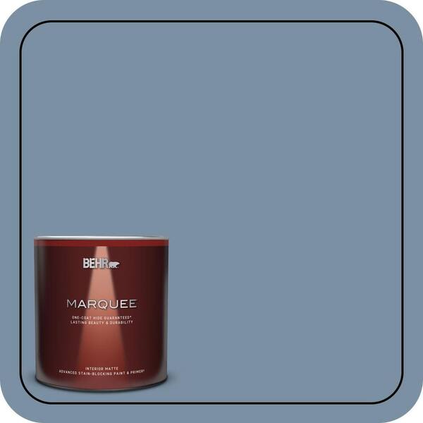 BEHR MARQUEE 1 qt. #S510-4 Jean Jacket Blue One-Coat Hide Matte Interior Paint & Primer