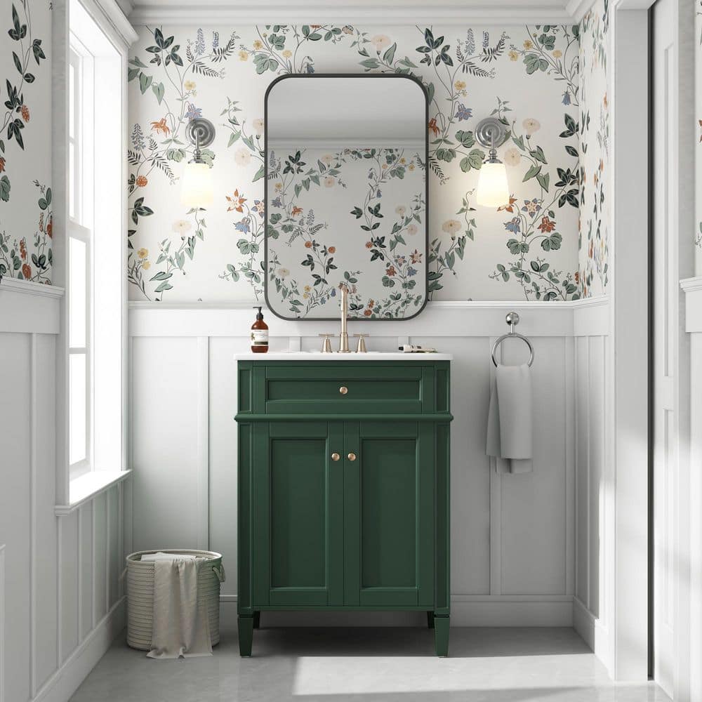 24 in. Single Sink Freestanding Green Bath Vanity with White Ceramic Top price history on PriceWatchPro