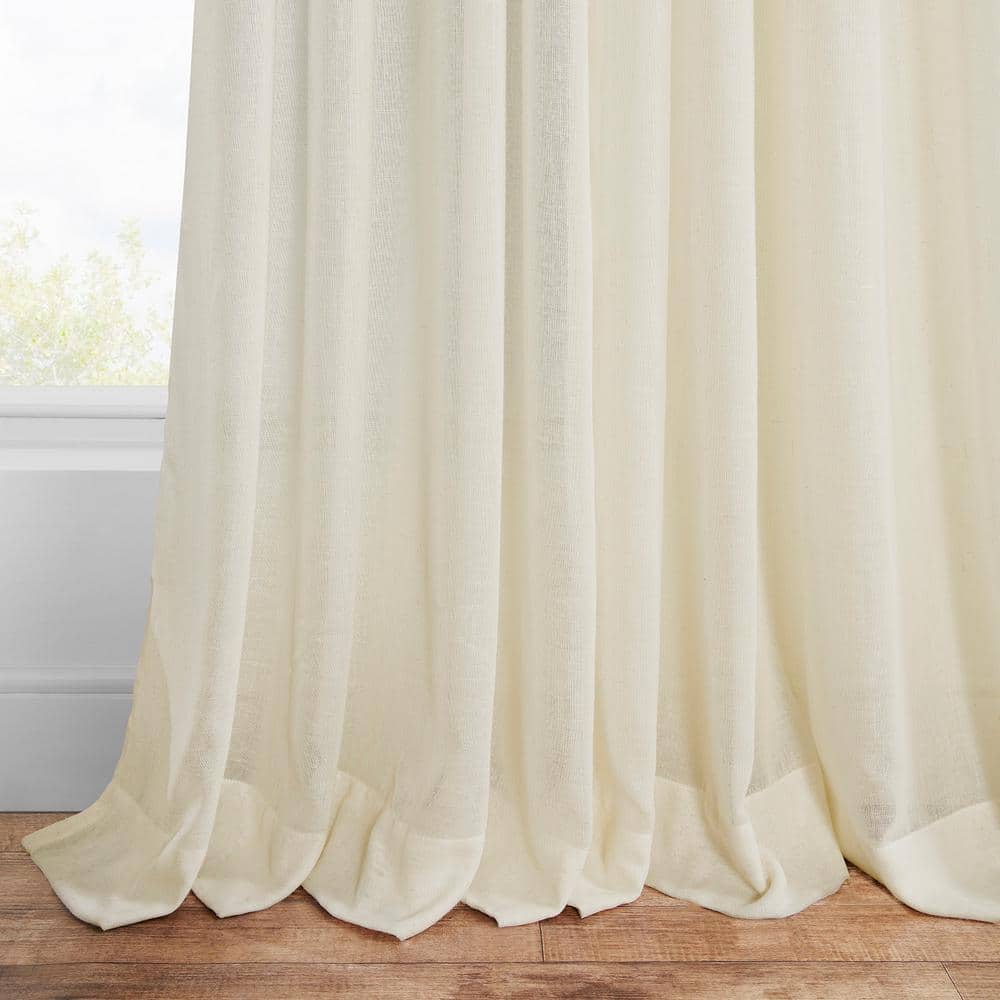 Extra Long Off-White Grommet Sheer Linen-Blend Drapes