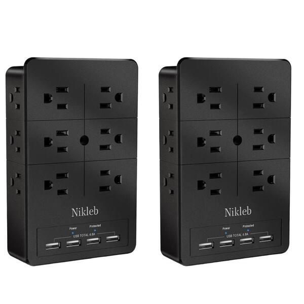 Etokfoks 12Outlet MultiPlug Surge Protector with 4 USB Ports and 1280