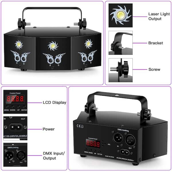 RGB LED Party Lights 9 Lens DJ Disco Ball Stage Lighting with Sound Activated and Remote Control