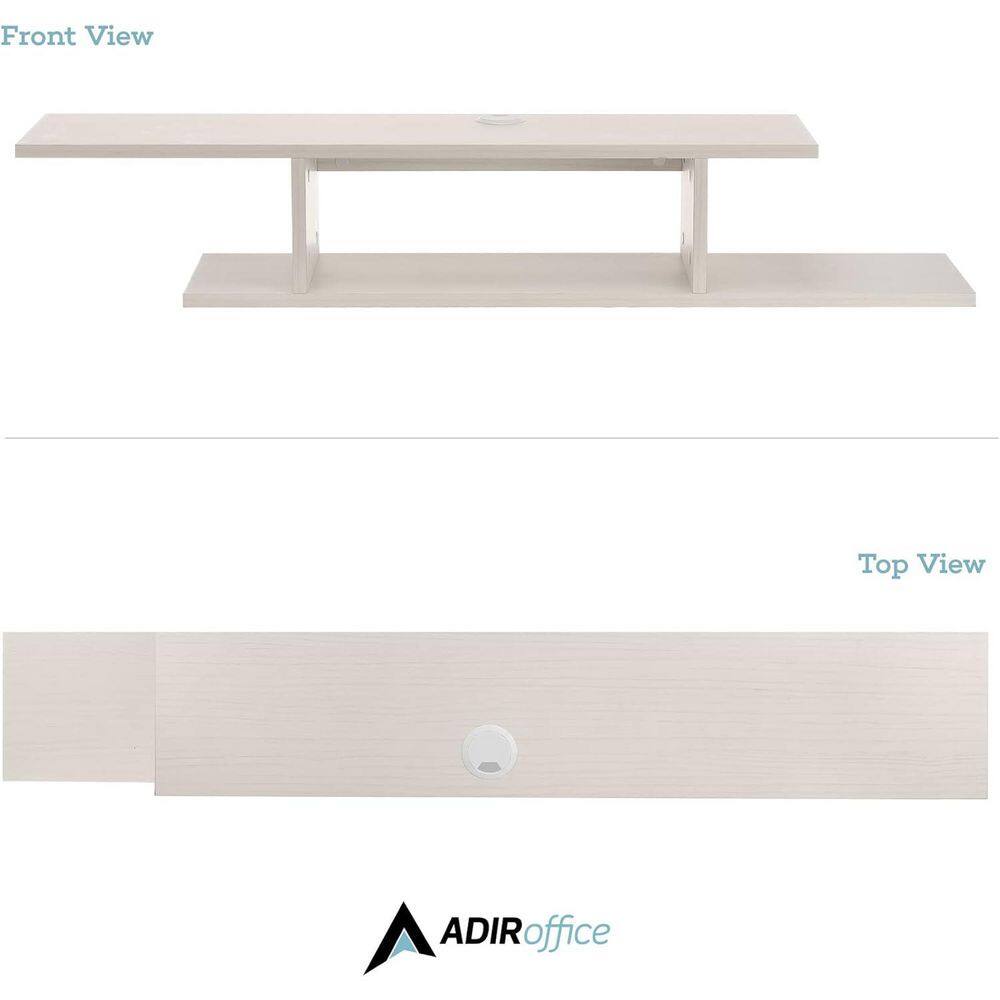 White Light Wood 2-Tier Floating Media Shelf with Brackets
