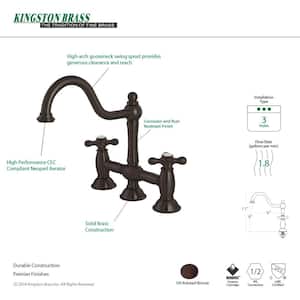 Restoration 2-Handle Bridge Kitchen Faucet in Oil Rubbed Bronze