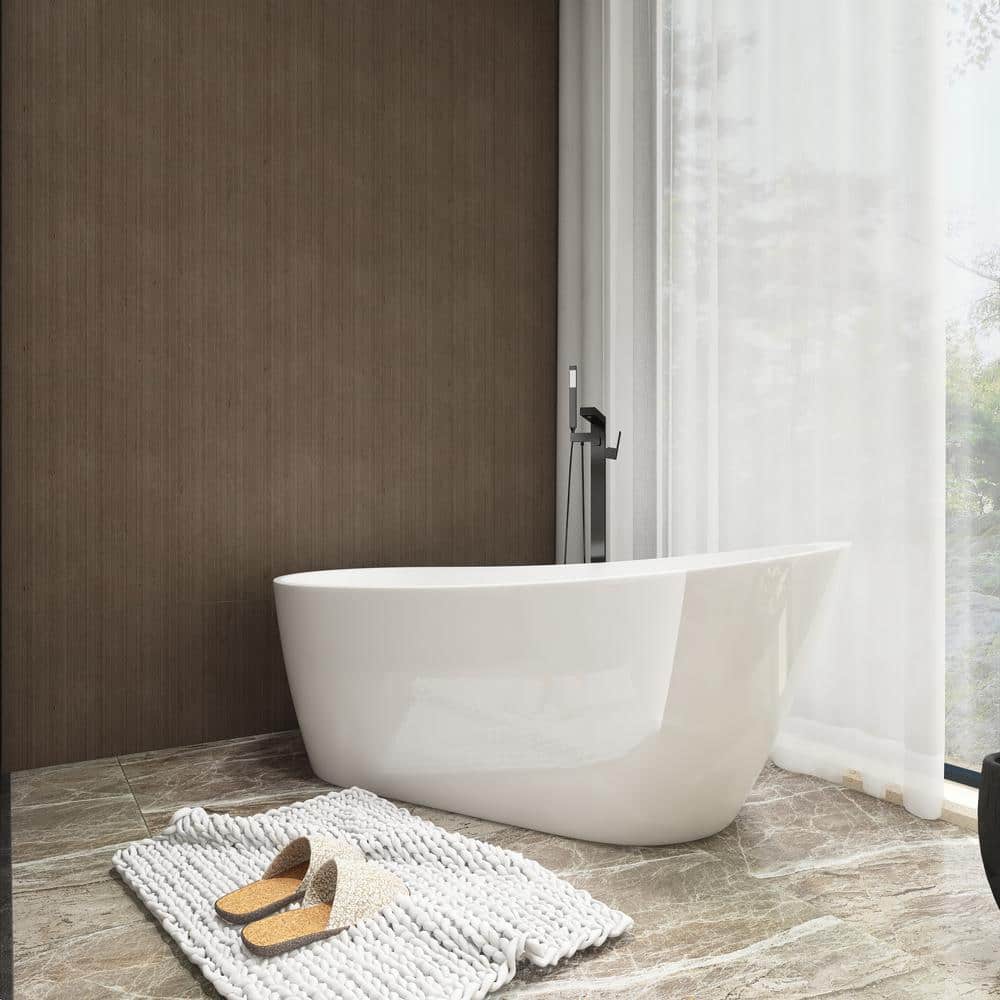 55'' White Acrylic Freestanding Single Slipper Bathtub