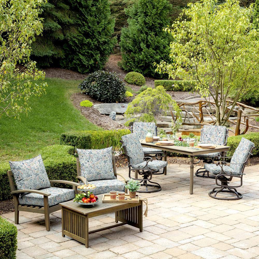 Pistachio Botanical Outdoor Deep Seat Cushion Set, 24 x 24, Polyester