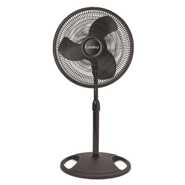 Black 16 Oscillating Pedestal Stand Fan 3-Quiet Speed Cooling Adjustable Height 