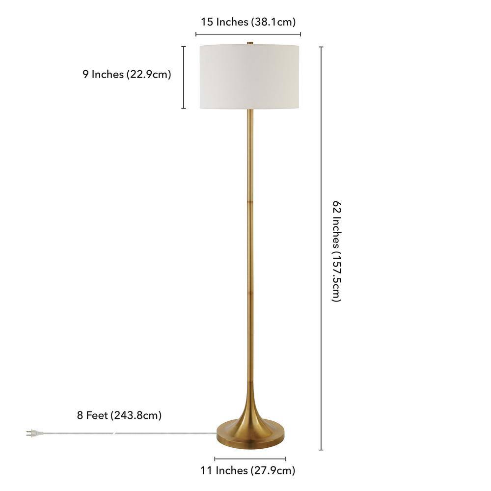 Brass Adjustable Floor Lamp with Barrel Shade