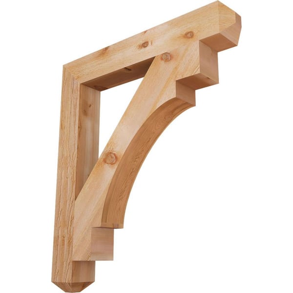 Ekena Millwork 6 in. x 48 in. x 42 in. Western Red Cedar Merced Craftsman Rough Sawn Bracket