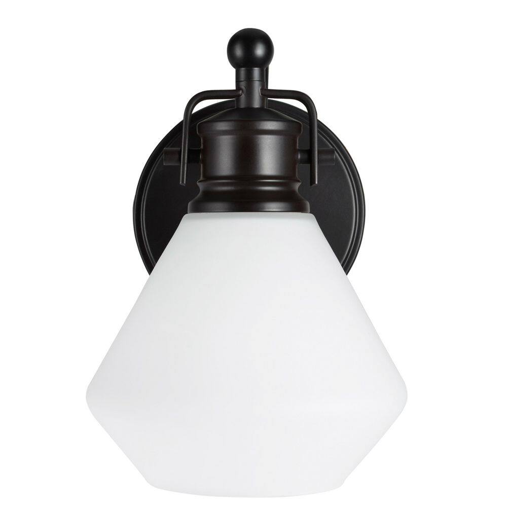 Bronze Dimmable Bathroom Vanity Light with Opal Glass Shade
