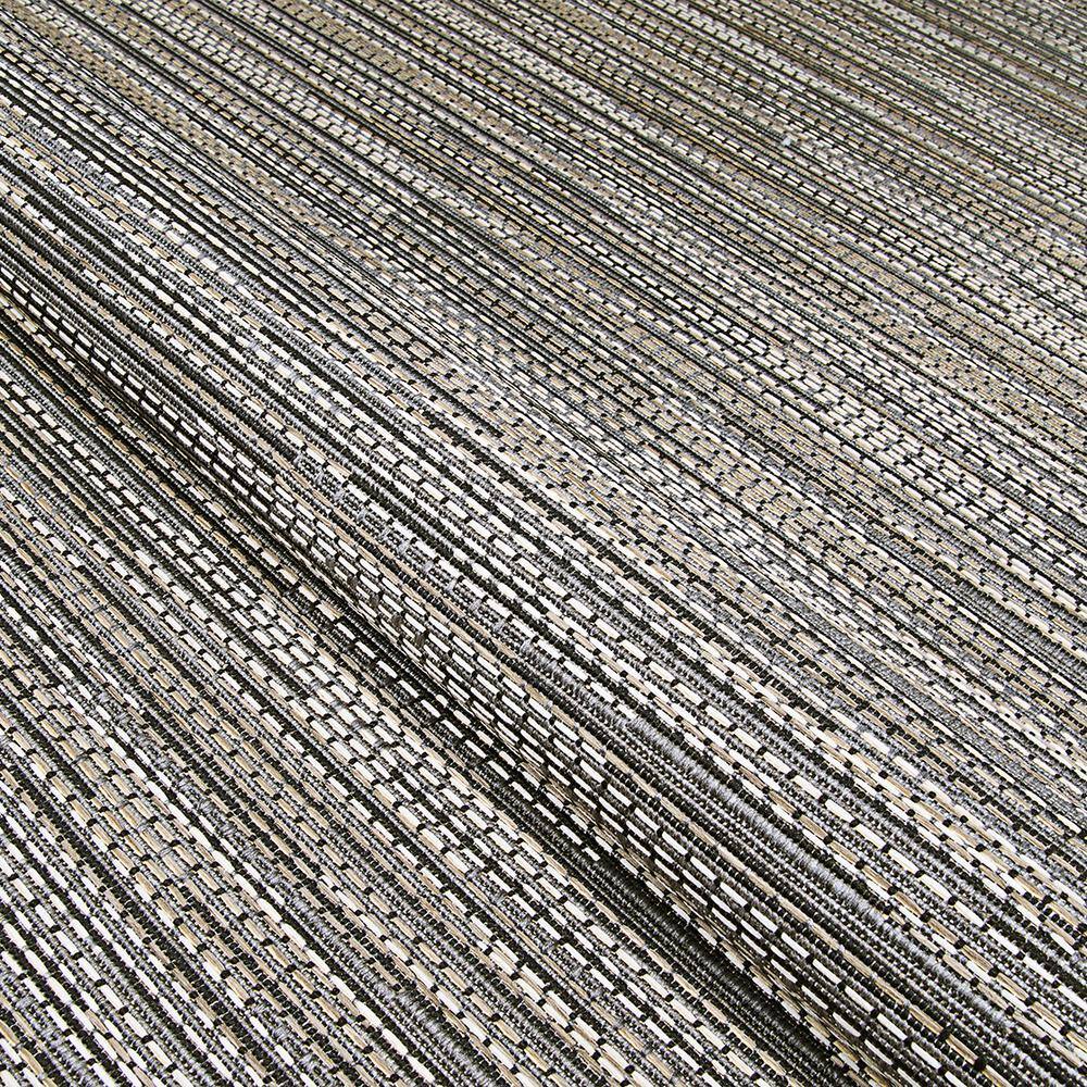 Monaco Larvotto Easy-Care Grey/Multi Stripe Synthetic Area Rug - 3'9" x 5'5"