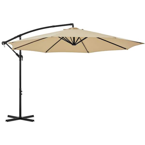 11 ft. Patio Umbrella 132 in. W Cantilever Umbrella with Crank and Cross Base