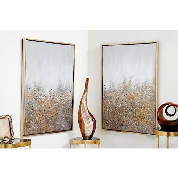 CosmoLiving by Cosmopolitan 2- Panel Geode Glitter Flakes Framed Wall Art with Gold Frame 40 in. x 30 in.