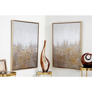 2- Panel Geode Glitter Flakes Framed Wall Art with Gold Frame 40 in. x 30 in.