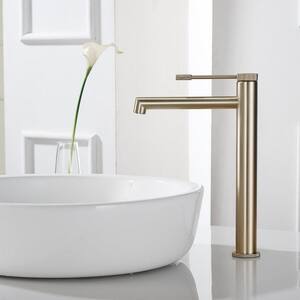 Single-Handle Single-Hole Bathroom Vessel Sink Faucet in Brushed Gold