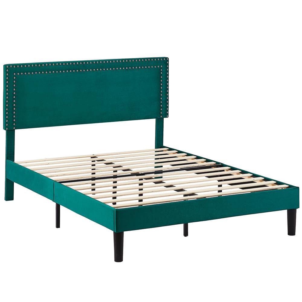 VECELO Upholstered Bed With Adjustable Headboard, No Box Spring Needed ...