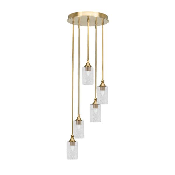 Unbranded Villa 5 Light New Age Brass Pendant, Cluster Pendant Light with 4 in. Smoke Bubble Glass Shades, No Bulbs Included