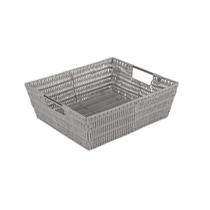 5 in. x 13 in. Grey Shelf Storage Rattan Tote Basket