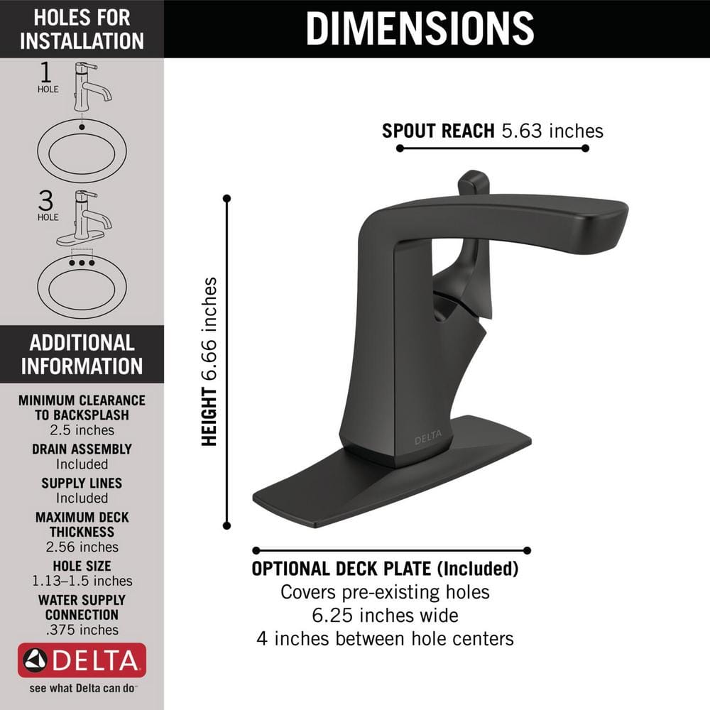 Vesna Matte Black 6.65" High Single Hole Bathroom Faucet