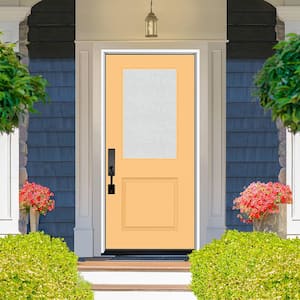 Legacy 36 in. W. x 80 in. 1/2 Lite Rain Glass RHIS Primed Jackfruit Finish Fiberglass Prehung Front Door