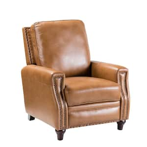 Theresa Camel Mid-century Leather Standard (No Motion) Recliner with Nailhead Trim