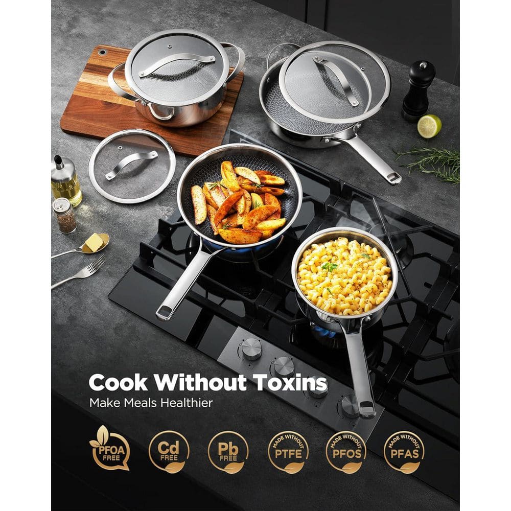 12" Ceramic Nonstick Saute Pan w/ Lid PFAS/PFOA/PTFE Free, Dishwasher & Oven Safe, Induction, Utensil Stainless Steel