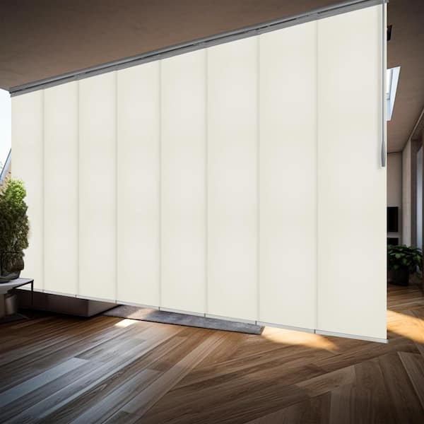 EMOH Putty 130 in. - 175 in. W x 116 in. L Adjustable 8-Panel Satin Nickel Double Rail Panel Track with 23.5 in. Slates