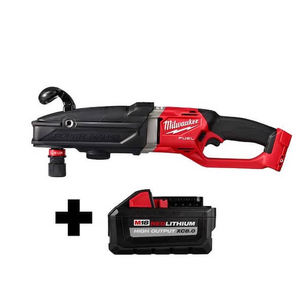 Milwaukee M18 FUEL 18-Volt Lithium-Ion Brushless Cordless GEN 2 SUPER HAWG 7/16 in. Right Angle Drill with Free 8.0 Ah Battery