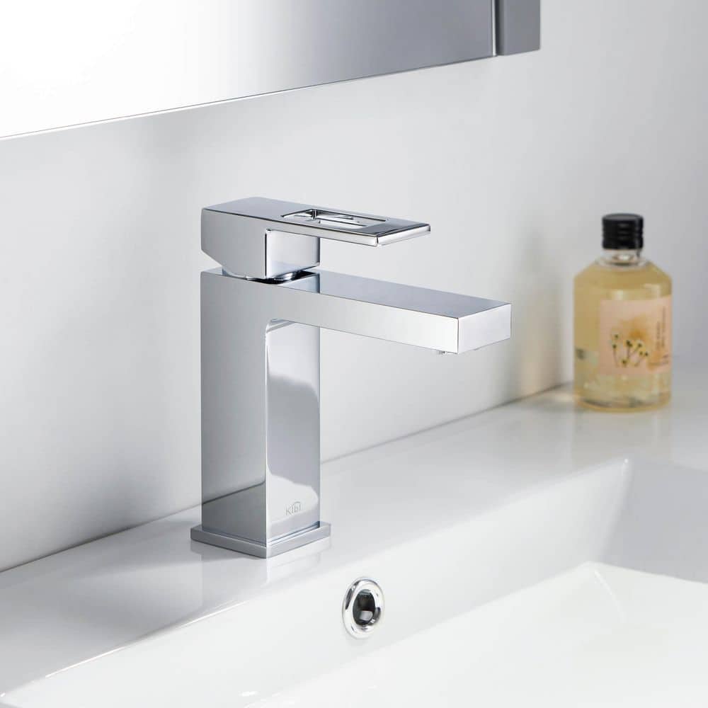 Cube Single-Hole Chrome Single-Handle Modern Bathroom Faucet