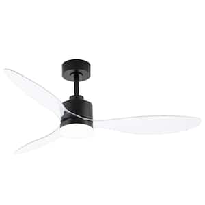 Sawyer 52 in. Integrated LED Indoor Clear-Blade Black Ceiling Fans with Light and Remote Control Included