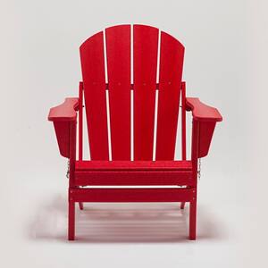 Classic Red Folding Plastic Adirondack Chair
