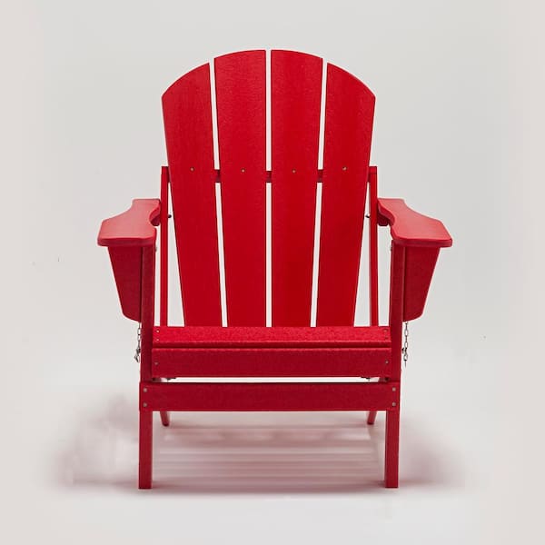TIRAMISUBEST Classic Red Folding Plastic Adirondack Chair
