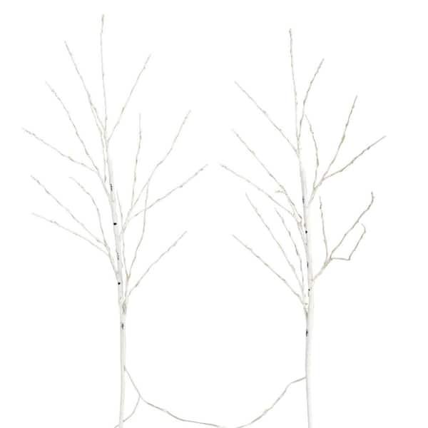 Nearly Natural 36 in. Pre-Lit Artificial White Birch Branches with 150 Warm White LED Lights - Set of 2