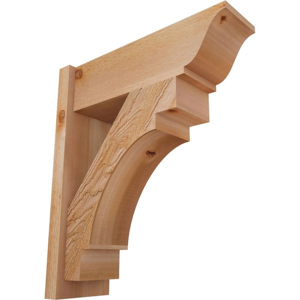 Ekena Millwork 8 in. x 28 in. x 24 in. Merced Traditional Rough Sawn Western Red Cedar Outlooker