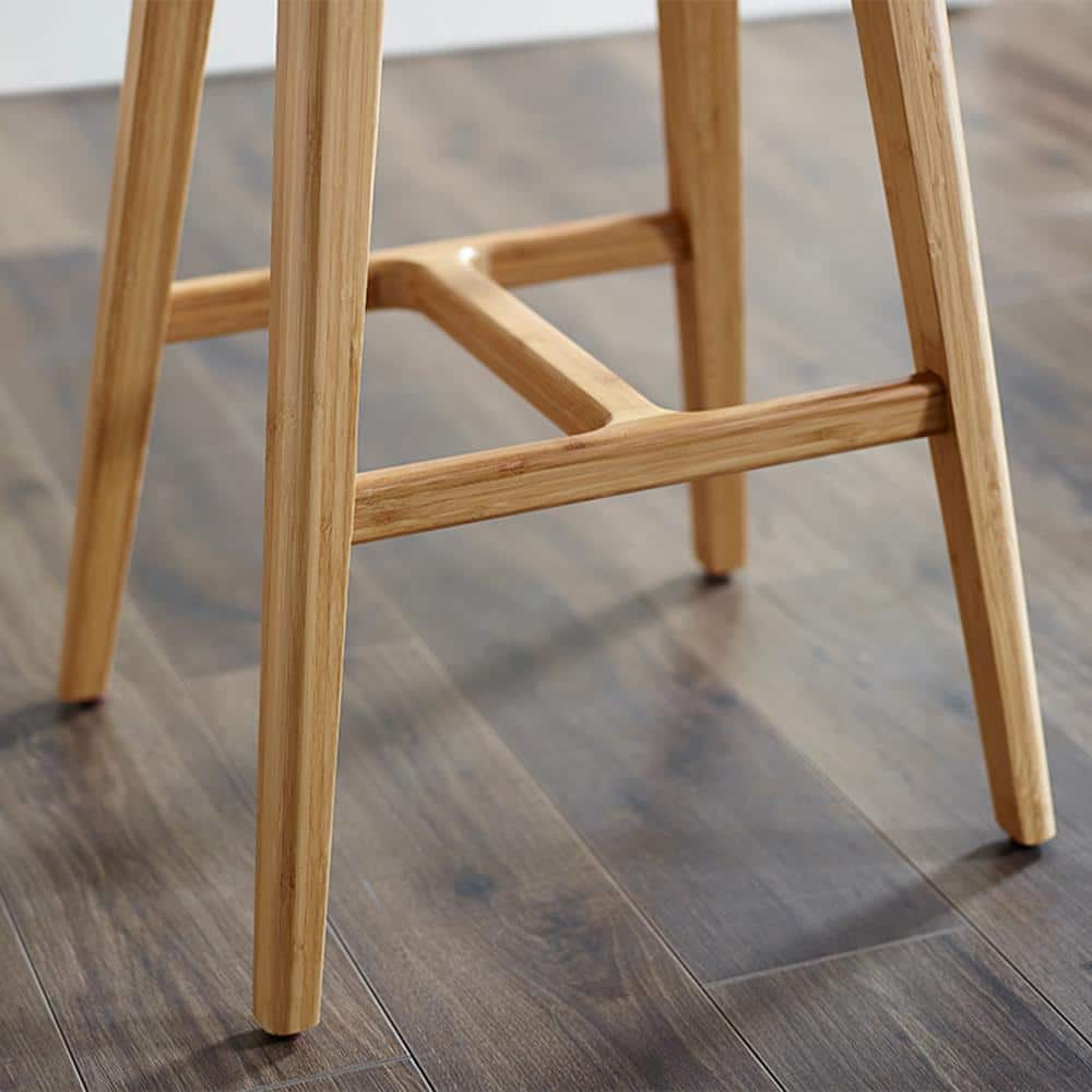 Caramelized Bamboo Saddle Counter Stool with Exotic Tiger Inlay