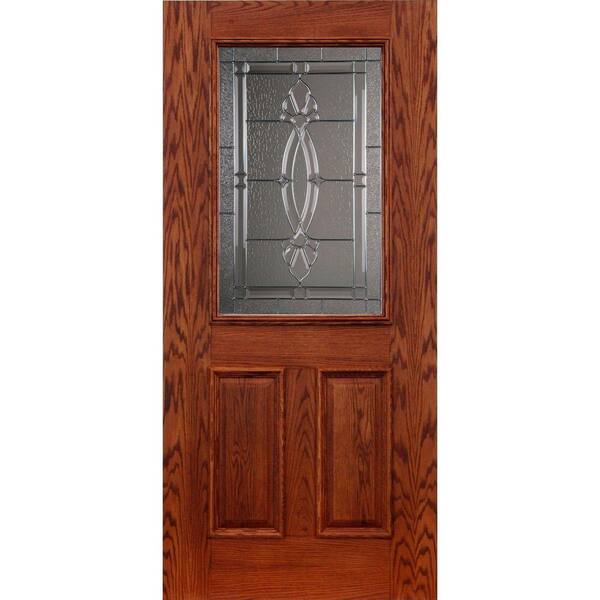 Koch Elite Dual Clad Entry 36 in. x 80 in. Red Oak Prehung Front Door Rometti Zinc 6-9/16 in. Primed Frame Bronze Sill Double Bore-DISCONTINUED