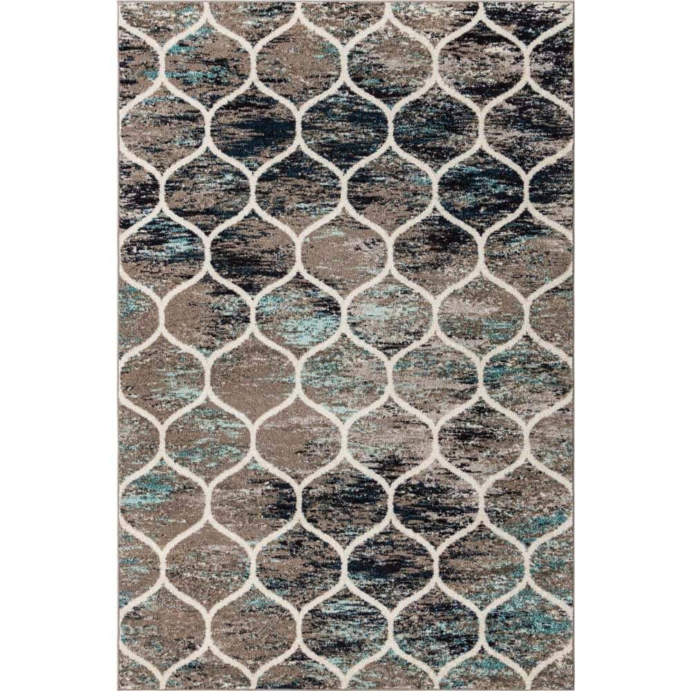 Trellis Frieze Rounded Blue Multi 6 ft. x 9 ft. Area Rug price history on PriceWatchPro