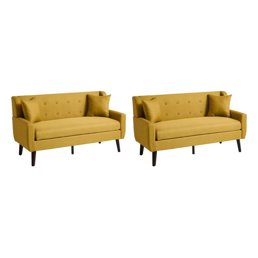 62.98 in.Straight Arm Linen Rectangle Sofa in Yellow(Set of 2) price history on PriceWatchPro