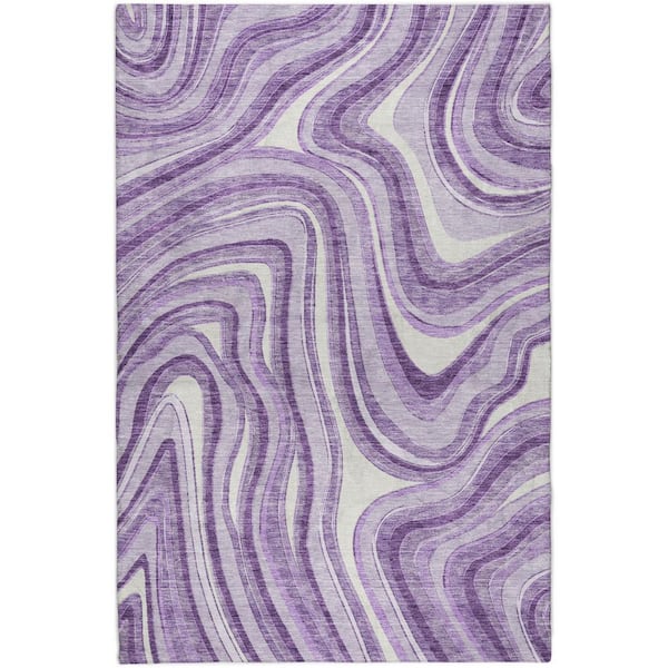 Dream Shag Premium Machine Washable Abstract ADS756 Lavender 5 ft. x 7 ft. 6 in. Area Rug