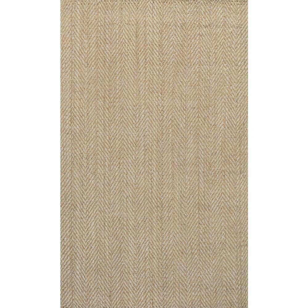 Ivory Chunky Jute Handwoven Herringbone 4' x 6' Area Rug