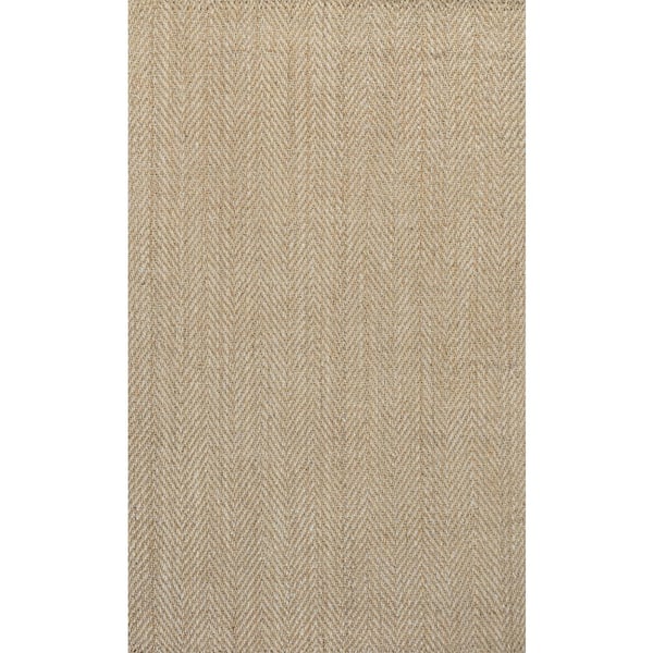 Espina Hand Woven Herringbone Chunky Jute Ivory 8 ft. x 10 ft. Area Rug