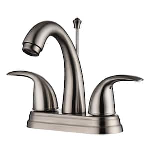 Vantage 4 in. Centerset 2-Handle Bathroom Faucet with Drain Assembly, 1.2 GPM, Rust Resist in Brushed Nickel