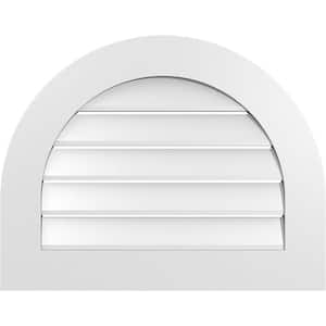 28 in. x 22 in. Round Top White PVC Paintable Gable Louver Vent Functional