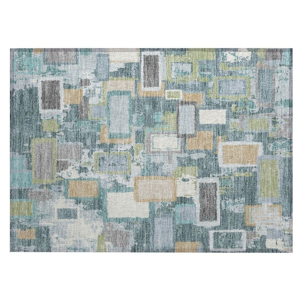 Addison Rugs Chantille Machine Washable Indoor/Outdoor Abstract ACN2246 Teal 1 ft. 8 in. x 2 ft. 6 in. Accent Rug